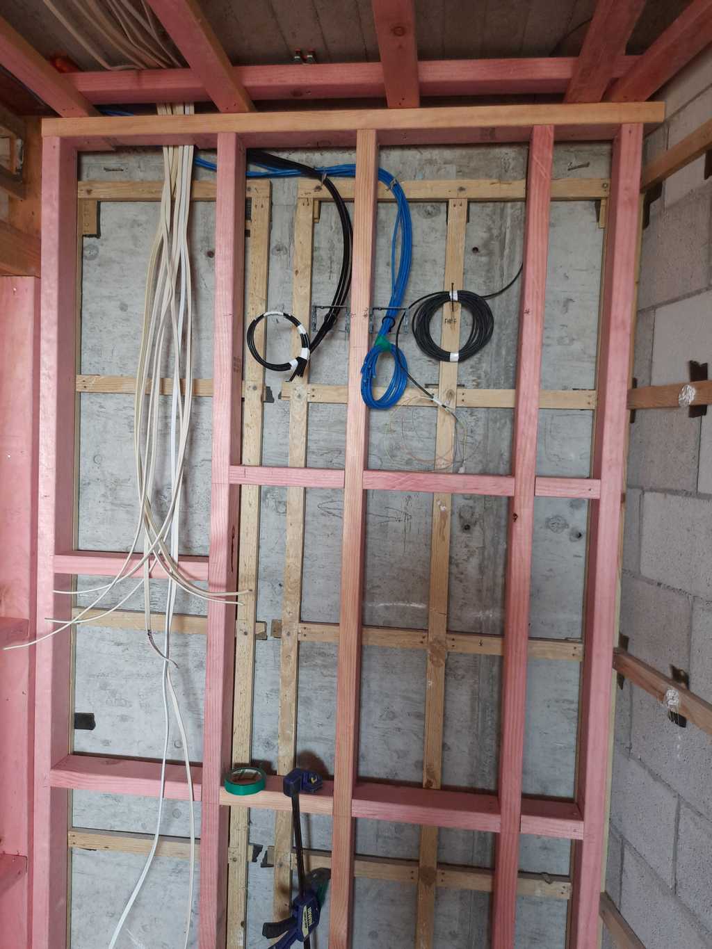 Pre wiring inside wall frame